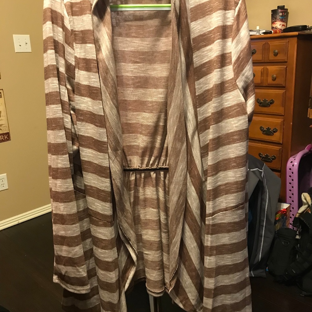 NIP Mocha Striped Cardigan 3X